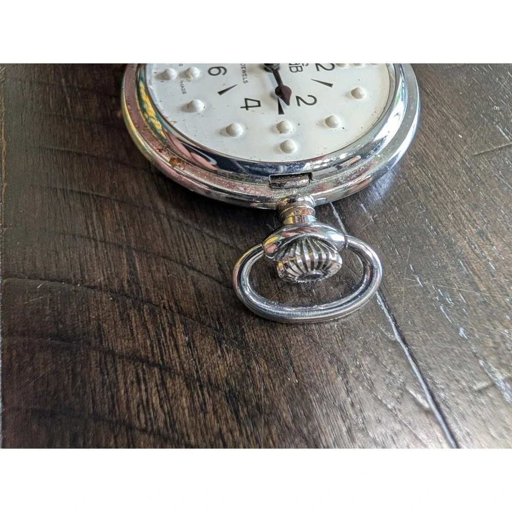 American Foundation For The Blind AFB Braille Pocket Watch 17 Jewel Swiss - Runs
